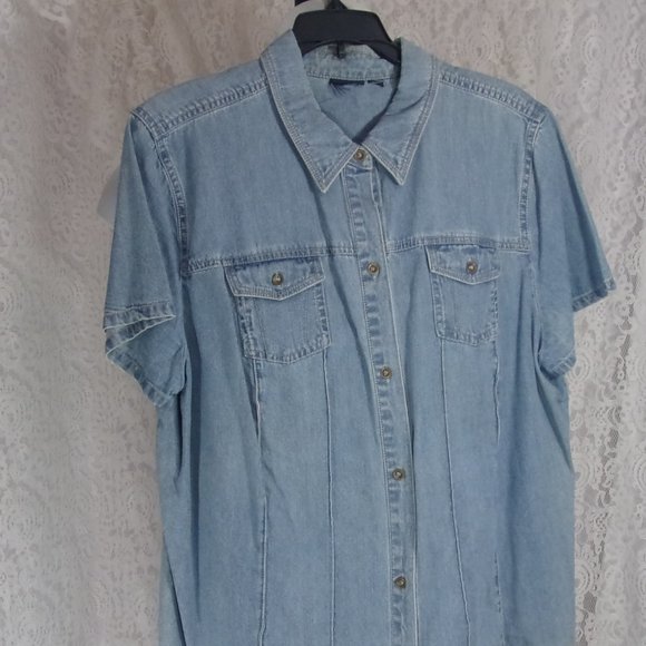 Denim S/S Shirt Blue 100% Cotton - Picture 1 of 3